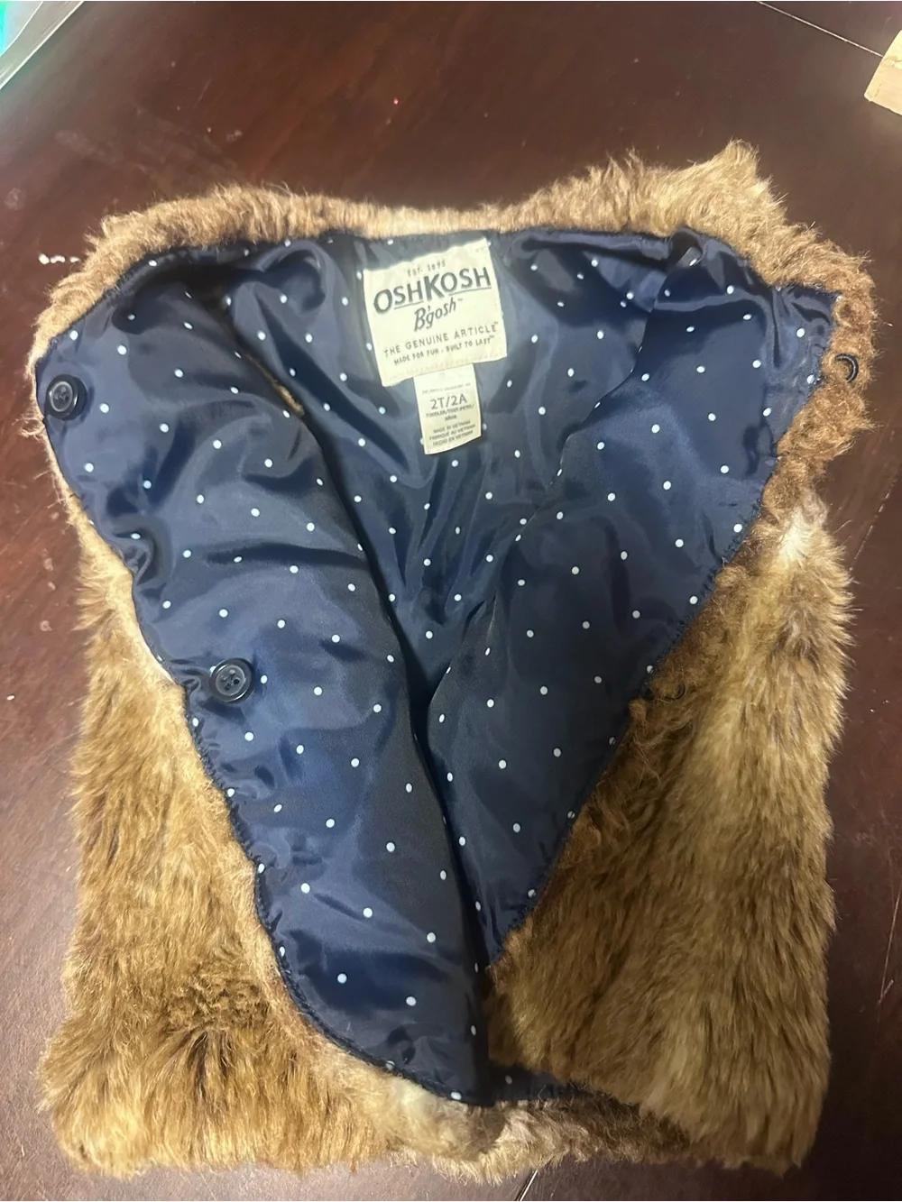 OshKosh B'gosh Brown Faux Fur Kids Vest - Plush Layering